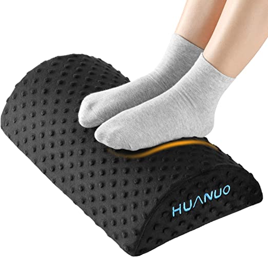 Photo 1 of HUANUO Under Desk Foot Rest - Ergonomic Footrest with 2 Optional Covers Massage Textured Surface & Non-Slip Micro Beads for Airplane, Travel, Ergonomic Foot Stool Cushion
