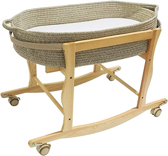 Photo 1 of Moses Basket Stand, Baby Moses Basket Rocker Stand - Natural Wood
