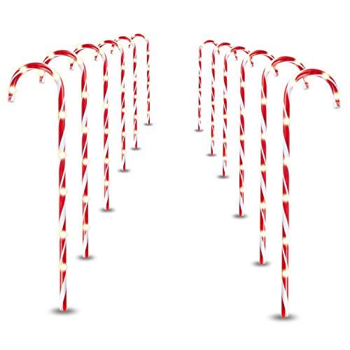 Photo 1 of 28" Candy Cane Pathway Markers, Lighted Christmas Decorations, Christmas Pathway Lights with 108 Warm White Lights for Indoor and Outdoor Christmas Decorations
