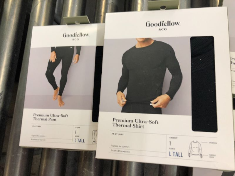 Photo 3 of Men's Premium Thermal Pants - Goodfellow & Co™ Black & Men's Premium Long Sleeve Thermal Undershirt - Goodfellow & Co™ Black LARGE TALL