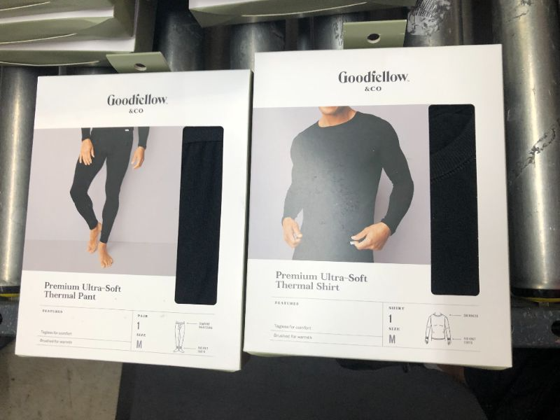 Photo 3 of Men's Premium Thermal Pants - Goodfellow & Co™ Black & Men's Premium Long Sleeve Thermal Undershirt - Goodfellow & Co™ Black MEDIUM