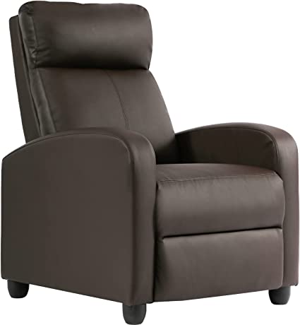 Photo 1 of FDW Recliner Chair Single Reclining Sofa Leather Chair Home Theater Seating Living Room Lounge Chaise with Padded Seat Backrest (Brown)
