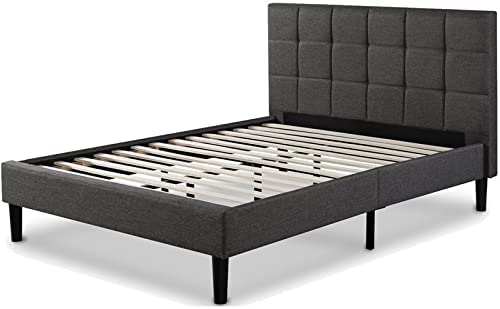 Photo 1 of ZINUS Lottie Upholstered Platform Bed Frame / Mattress Foundation / Wood Slat Support / No Box Spring Needed / Easy Assembly, Grey, Queen
