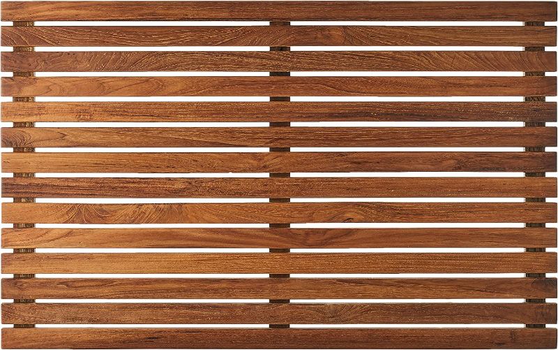 Photo 1 of Bare Decor Zen Spa Shower or Door Mat in Solid Teak Wood and Oiled Finish, 31.5 by 19.5-Inch
