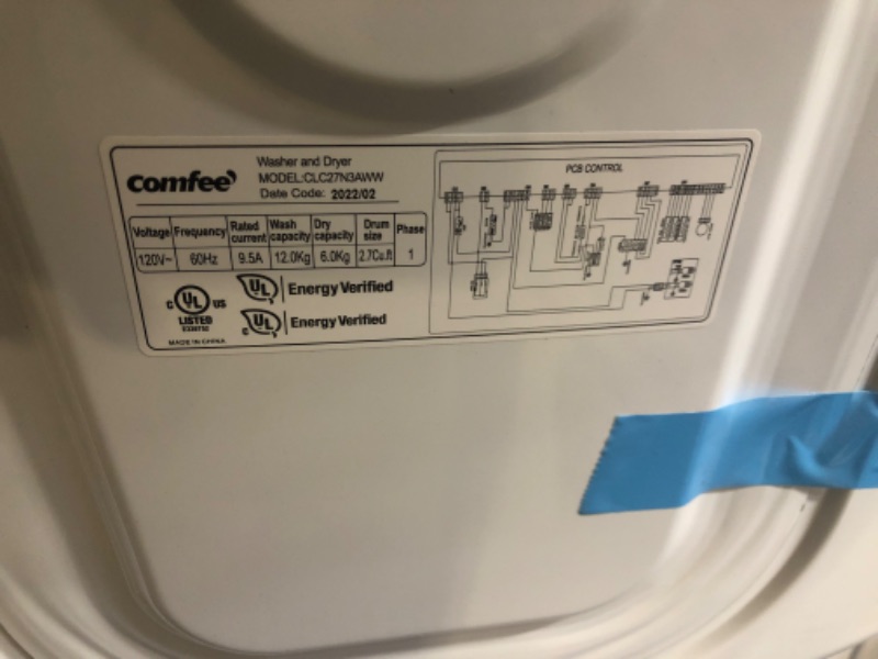 Photo 8 of COMFEE’ 24" Washer and Dryer Combo 2.7 cu.ft 26lbs Washing Machine Steam Care, Overnight Dry, No Shaking Front Load Combo Washer Full-Automatic Washing Machine, Dorm White
