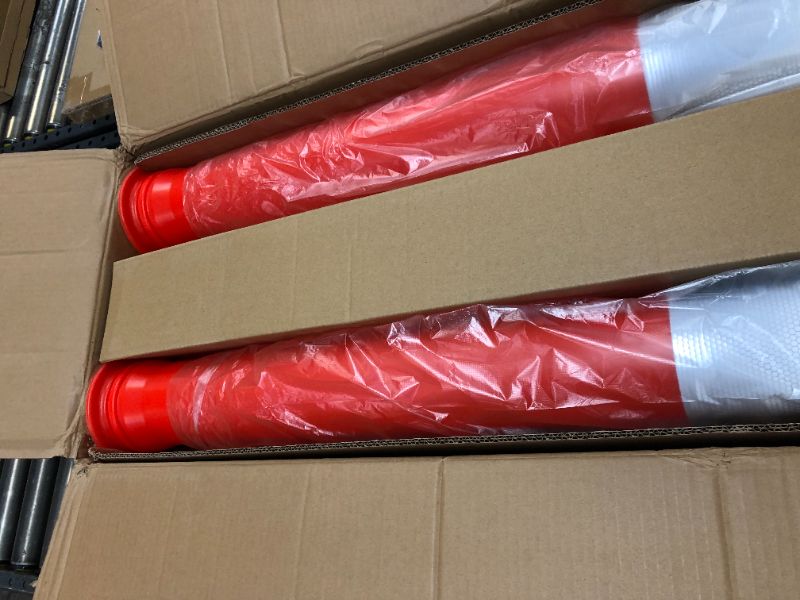 Photo 4 of 3 Pack 44" Delineator Post Cone, Orange PE Height Post, Parking Posts, Street Stanchions, Traffic Cone Safety Barrier with Octagonal Rubber Base Plastic...
