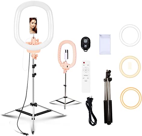 Photo 1 of 20" Ring Light Kit, with 54" Light Stand, Hot Shoe Adapter, 10M Remote Control, Tablet Holder, for Photo Studio Lighting Portrait YouTube TikTok Video Shoot (Pink)
