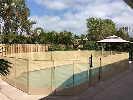 Photo 2 of WaterWarden 30” Wide Inground Pool Gate, Beige – Self-Closing and Removeable, Coordinates with 4’ x 12’ Outdoor Child Safety Fencing, Easy DIY Installation, WWG201B, 4' (48" H)
