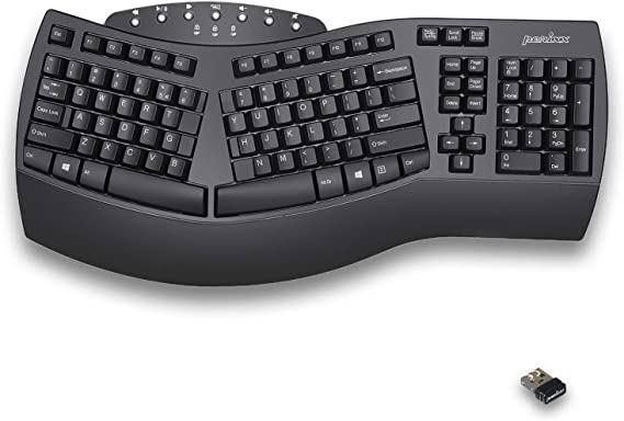 Photo 1 of Perixx Periboard-612 Wireless Ergonomic Split Keyboard with Dual Mode 2.4G and Bluetooth Feature, Compatible with Windows 10 and Mac OS X System, Black, US English Layout, (11354)
