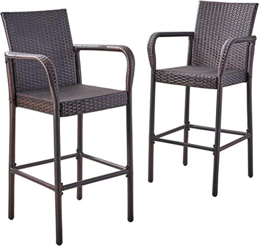 Photo 2 of Christopher Knight Home Stewart Outdoor Bar Stool, Set of 2, Brown
