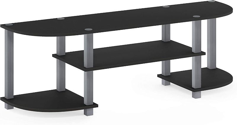 Photo 2 of Furinno Turn-S-Tube Wide TV Entertainment Center, Black/Grey & Simple Design Coffee Table, Espresso
