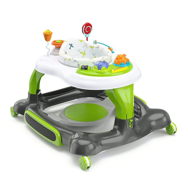 Photo 1 of Storkcraft 3-in-1 Activity Walker and Rocker with Jumping Board and Feeding Tray, Interactive Walker with Toy Tray and Jumping Board for Toddlers and Infants, Green
