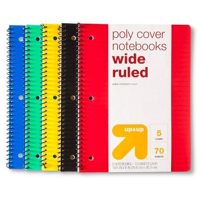 Photo 1 of 5pk 1 Subject Wide Ruled Spiral Notebooks - up & up™
SIX 5 PACKS 

