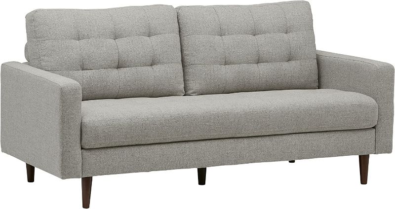 Photo 1 of Amazon Brand – Rivet Cove Mid-Century Modern Tufted Apartment Sofa, 72"W, Light Grey
