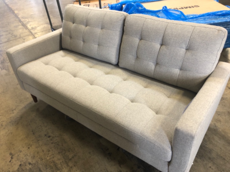 Photo 3 of Amazon Brand – Rivet Cove Mid-Century Modern Tufted Apartment Sofa, 72"W, Light Grey
