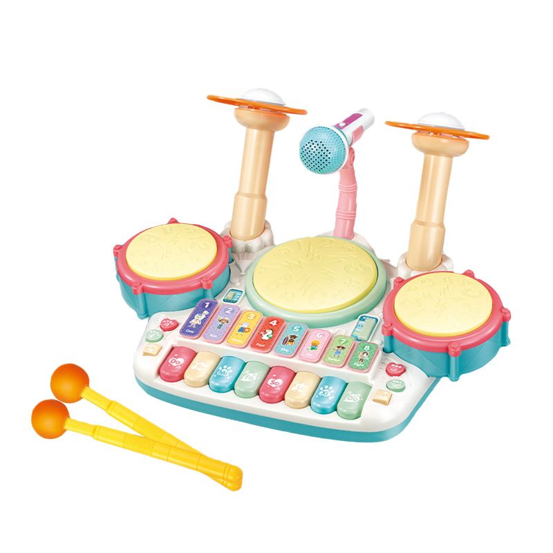 Photo 1 of ABS Kids Drum Toy Percussion Learning with Light Toys with Piano Keyboard Musical Kids Drum Set Musical Toy for Child Baby Kids
