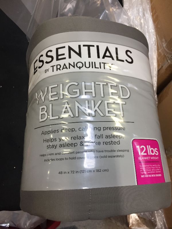 Photo 2 of 48"x72" Essentials 12lbs Weighted Blanket Gray - Tranquility

