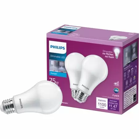 Photo 1 of 75-Watt Equiv. A19 Dimmable Energy Saving LED Light Daylight (5000K) (2-Pack)
