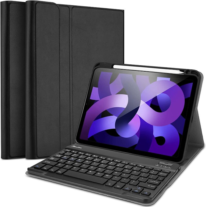 Photo 1 of ProCase Keyboard Case for iPad Air 5/4, iPad 10.9 inch 2022 2020 Case with Magnetically Detachable Wireless Keyboard for iPad 10.9" Air 5th 4th Generation -Black
