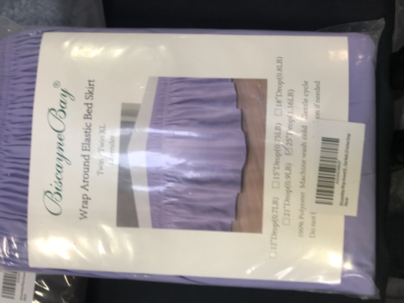 Photo 2 of Biscaynebay Wrap Around Bed Skirts for Twin & Twin XL Beds 25 Inches Drop, Lavender Elastic Dust Ruffles Easy Fit Wrinkle & Fade Resistant Silky Luxurious Fabric Solid Machine Washable
