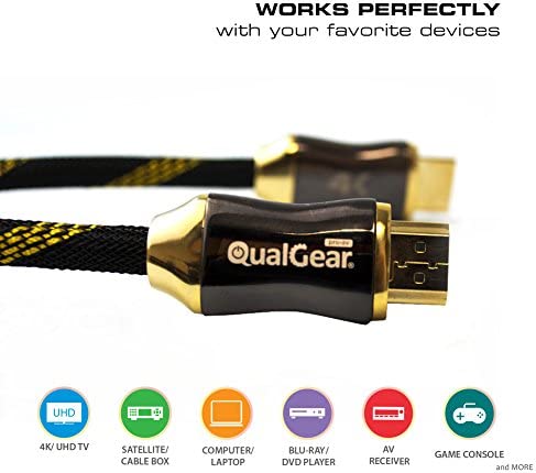 Photo 1 of QualGear 6 Feet HDMI Premium Certified 2.0 cable with 24K Gold Plated Contacts, Supports 4K Ultra HD, 3D, 18Gbps, Audio Return Channel, Ethernet (QG-PCBL-HD20-6FT)
