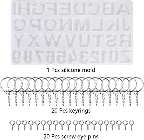 Photo 1 of 41 pcs Alphabet Silicone Resin Molds Letter Resin Molds Backward DIY Letter Silicone Epoxy Molds for Keychain, Necklace, Jewelry Craft Decoration
