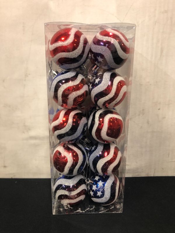Photo 2 of 20 Piece Independence Day Hanging Ball Ornament Patriotic Day Ball Decoration 60 mm July of 4th Ball Hanging decor for Home Holiday Party Tree Hanging Decorations American Flag Pattern Ball Decoration
