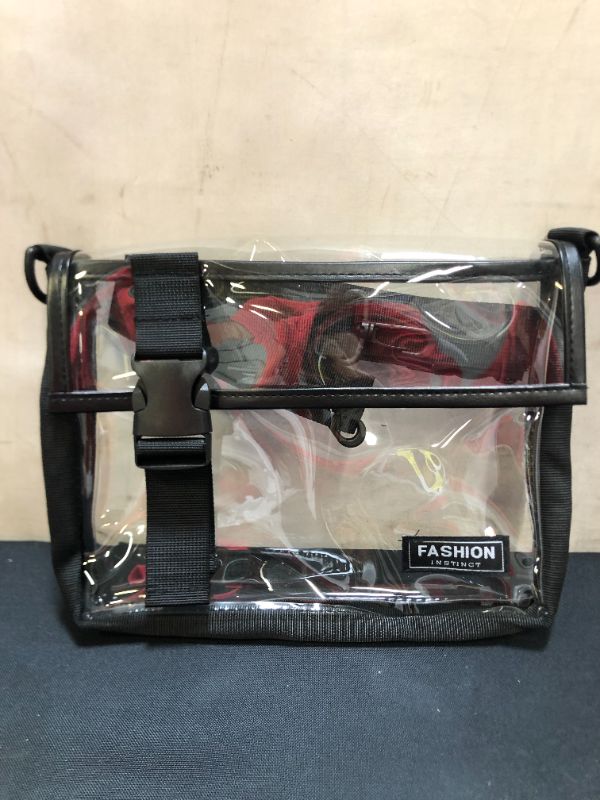 Photo 2 of Clear Crossbody Purse Bag Stadium Approved for Women Men Clear Messenger Handbag with Adjustable Strap for Sports Events Concerts Fans Game Festivals Work - PINS SHOWN IN FACTORY PICTURE IS NOT INCLUDED
