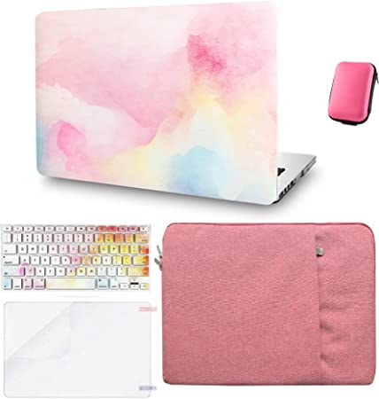 Photo 1 of KECC Compatible with MacBook Air 13 inch Case A1369/A1466 Plastic Hard Shell + Keyboard Cover + Sleeve + Screen Protector + Charging Bag (Rainbow Mist)
