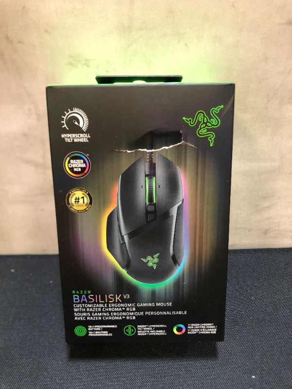 Photo 2 of Razer Basilisk V3 Customizable Ergonomic Gaming Mouse: Fastest Gaming Mouse Switch - Chroma RGB Lighting - 26K DPI Optical Sensor - 11 Programmable Buttons - HyperScroll Tilt Wheel - Classic Black
