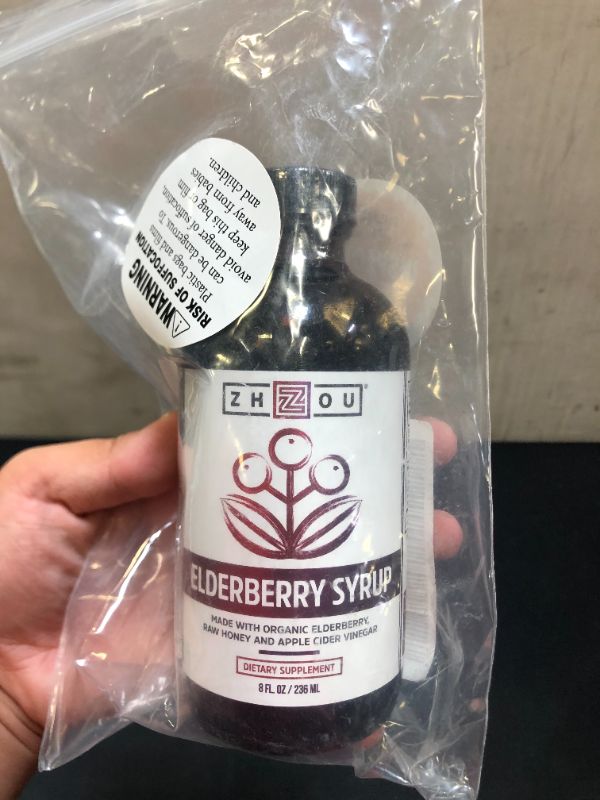 Photo 2 of Zhou Nutrition Elderberry Syrup, Immune System Booster with Organic Elderberry Syrup, Raw Honey Apple Cider Vinegar, 8 fl oz
