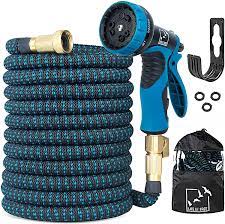 Photo 1 of 100 Ft Expandable Garden Hose, Extra Strength No-Kink, Lightweight Durable Flexible Expanding Water Hose Pipe, 9 Function Spray Nozzle, 3/4 Solid Brass Connectors, Holder, Storage Bag
