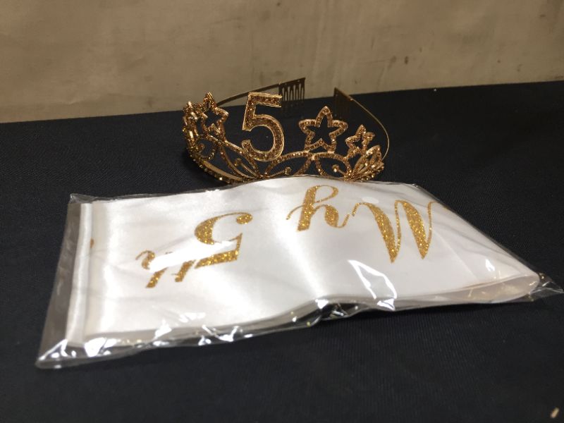 Photo 2 of 5Th Birthday Gifts For Girl, 5Th Birthday Tiara And Sash Gold, Happy 5Th Bi?
