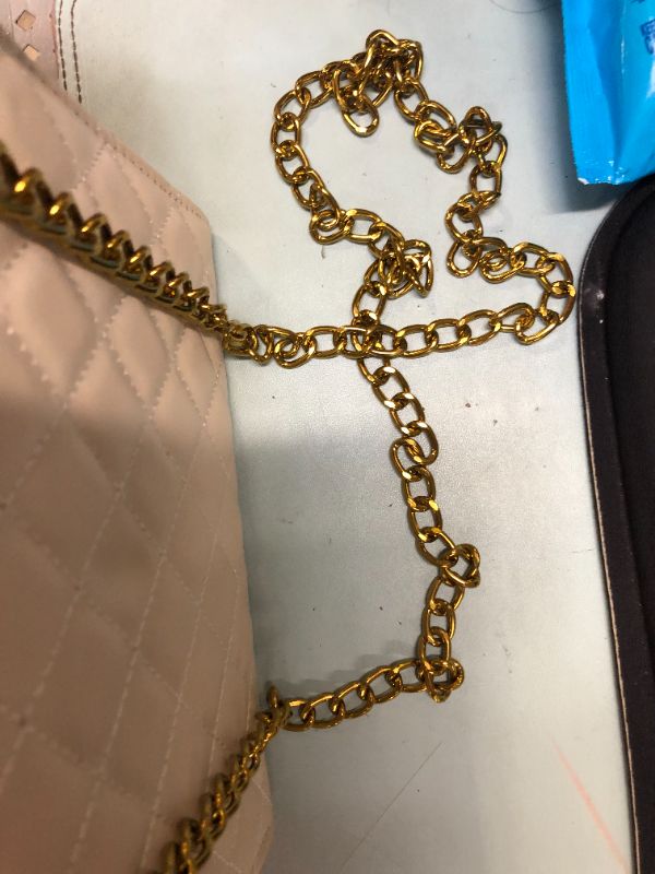 Photo 3 of Beige Handbag with Gold Chain and Gold Latch .