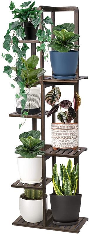 Photo 1 of Bamboo Plant Stand Rack - Indoor & Outdoor Plant Stand 6 Tier 7 Potted Multiple Flower Planter Pot Holder Shelf Rack Display for Patio Garden Corner Balcony Living Room
