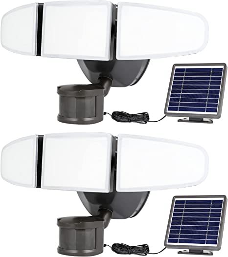 Photo 1 of 2 Pack Solar LED Security Light, 15W 1500LM Solar Outdoor Motion Sensor Light with Photocell, 5000K, Waterproof Motion Flood Light with 3 Adjustable Head for Garage, Yard, Pathway
