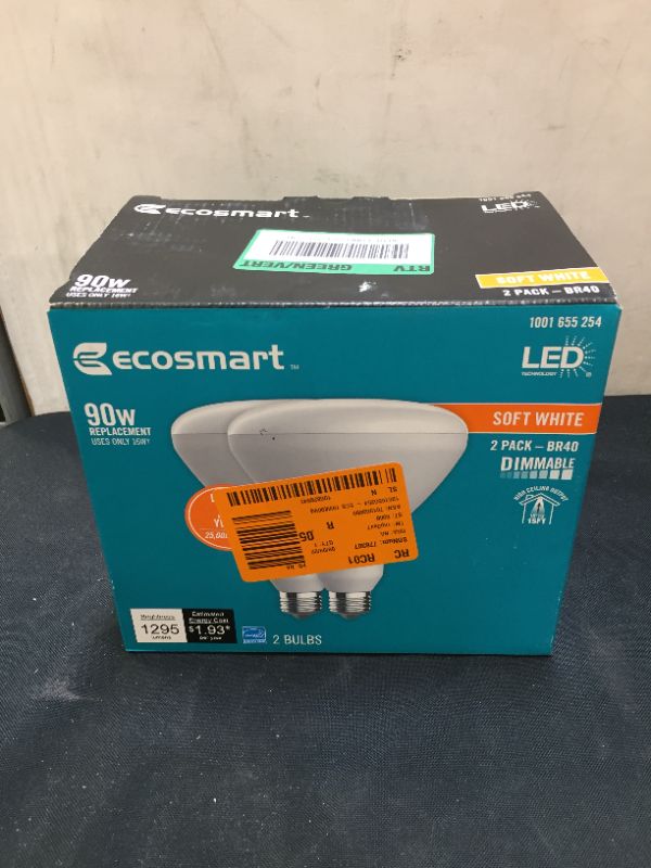 Photo 3 of 90-Watt Equivalent BR40 Dimmable LED Light Bulb Soft White (2-Pack)
