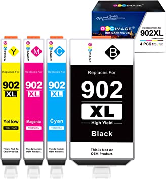 Photo 1 of GPC Image Compatible Ink Cartridge Replacement for HP 902XL 902 Ink Cartridges to use with Officejet 6978 6968 6962 6958 6970 6950 6960 Printer Tray (Black, Cyan, Magenta, Yellow, 4 Pack)
