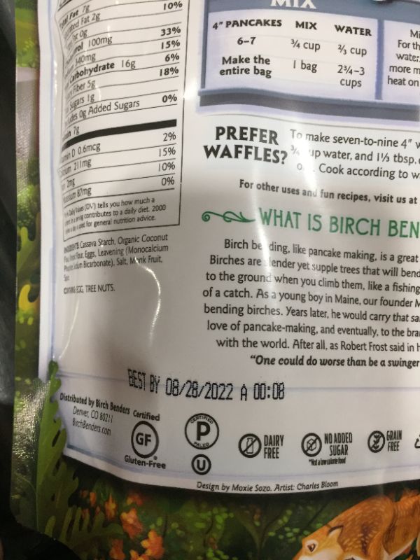 Photo 3 of Birch Benders Pancake & Waffle Mix Paleo Gluten & Grain Free Plain 12 Oz
BEST BY 8-28-22