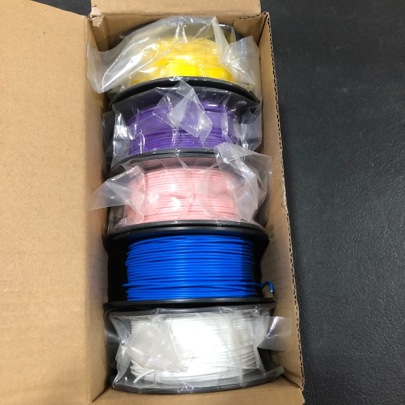 Photo 2 of 5 Colors PLA Filament 1.75MM 250G 3D Printer PLA Filament 1250G in Total for Child No Clogging & Bubbles Neat Winding High Precision Art Toy Cars Model Temperature 190-210 Degree