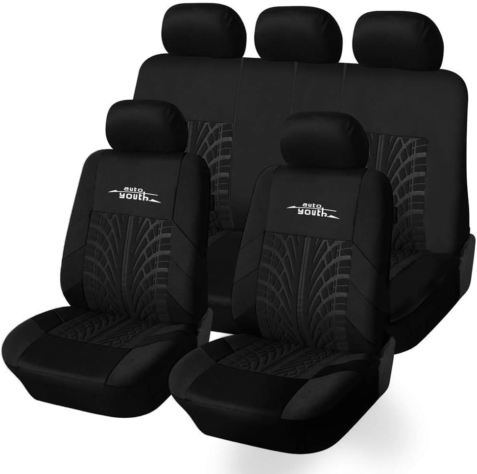 Photo 1 of AUTOYOUTH Black Car Seat Covers Full Set, Front Bucket Seat Covers with Split Bench Car Seat Cover Set for Women Full Set Seat Protectors- 9pcs