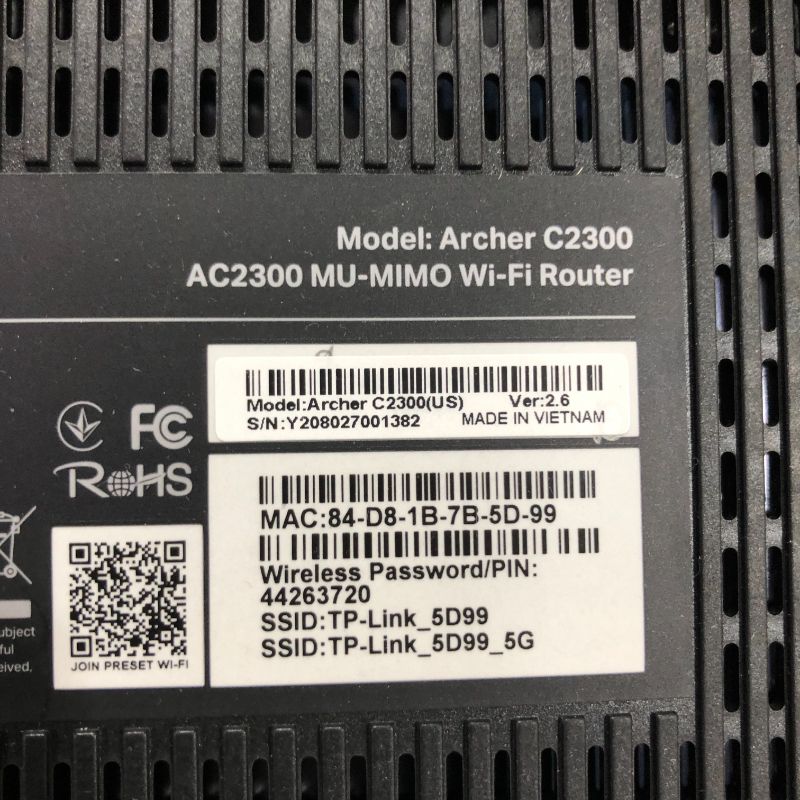 Photo 4 of TP-Link Archer C2300 Wi-Fi 5 IEEE 802.11ac Ethernet Wireless Router - 2.40 GHz ISM Band - 5 GHz UNII Band - 3 X Antenna(3 X External) - 287.50 MB/s Wi