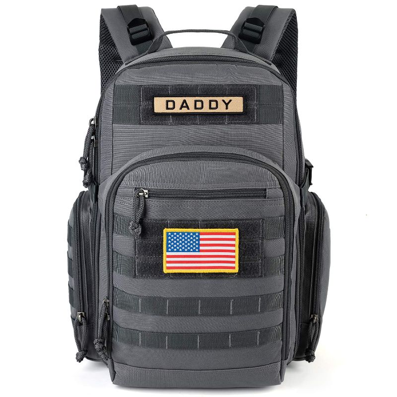 Photo 1 of ESPIDOO Diaper Bag Backpack for Dad, Military Tactical Backpack with Molle System, Large Travel Baby Bag Backpack for Men, Grey