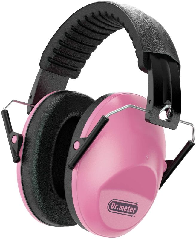 Photo 1 of 2 Pack Dr.meter EM100 Kids Protective Earmuffs with Noise Blocking Children Ear muffs for Sleeping, Studying, Shooting, Babies 27NRR Adjustable Head Band, Pink and Green