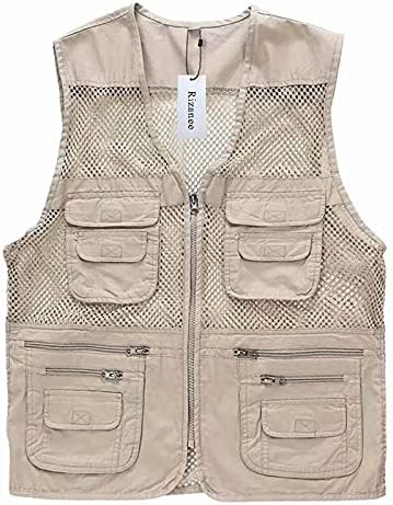 Photo 1 of Rizanee Unisex Mesh Breathable Fishing Vest, Multi-Pockets Photography Travel Hiking Waistcoat Jacket for Adults and Youth, Medium