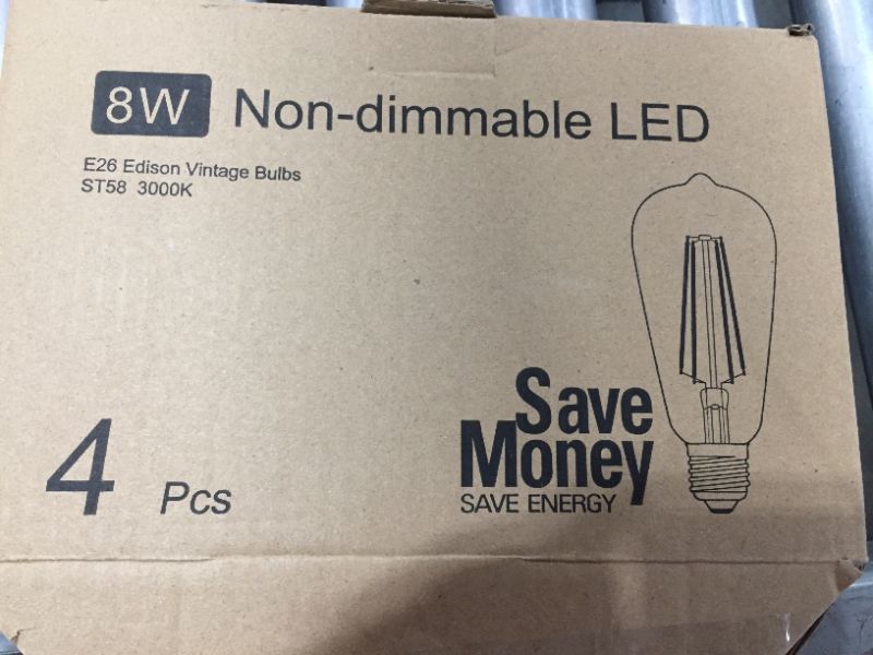 Photo 2 of 4-Pack Vintage 8W ST64 LED Edison Light Bulbs 100W Equivalent, 1400Lumens, 5000K Daylight White, E26 Base LED Filament Bulbs, CRI 90+, Antique Glass Style Great for Home, Bedroom, Office, Non-Dimmable