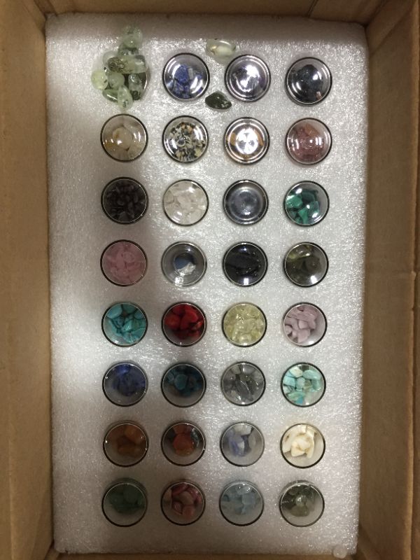 Photo 3 of A Set of 45 Different Crystal Gemstones in Glass Bottles, Chakra Healing Crystals, Witchcraft Crystals, Metaphysic Tumbled Crystal Chip Chakra Stones Set