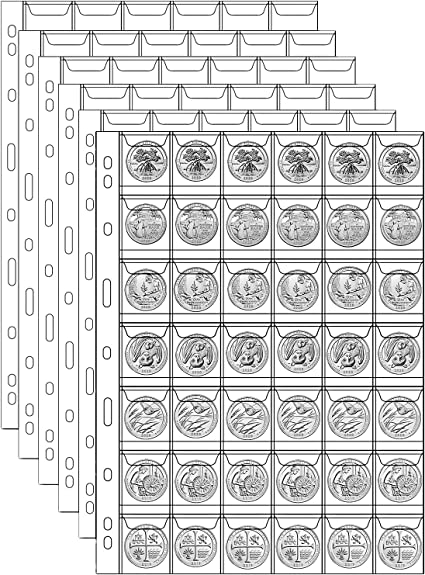 Photo 1 of 42-Pocket Coin Pages for Collectors, Standard 9-Hole Coin Collection Pages, 10 Sheets Coin Sleeves, Coin Collecting Supplies (42 Pocket -10 Sheets)