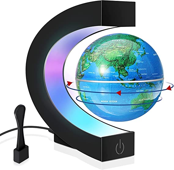 Photo 1 of Magnetic Levitating Globe with LED light, C Shape Base Floating Globe, Anti Gravity Floating Globes World Map, Desk Gadget Decor in Office/Home, Educational/Birthday Gifts for Kids