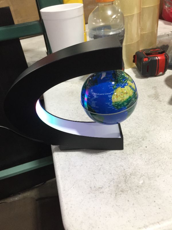 Photo 2 of Magnetic Levitating Globe with LED light, C Shape Base Floating Globe, Anti Gravity Floating Globes World Map, Desk Gadget Decor in Office/Home, Educational/Birthday Gifts for Kids